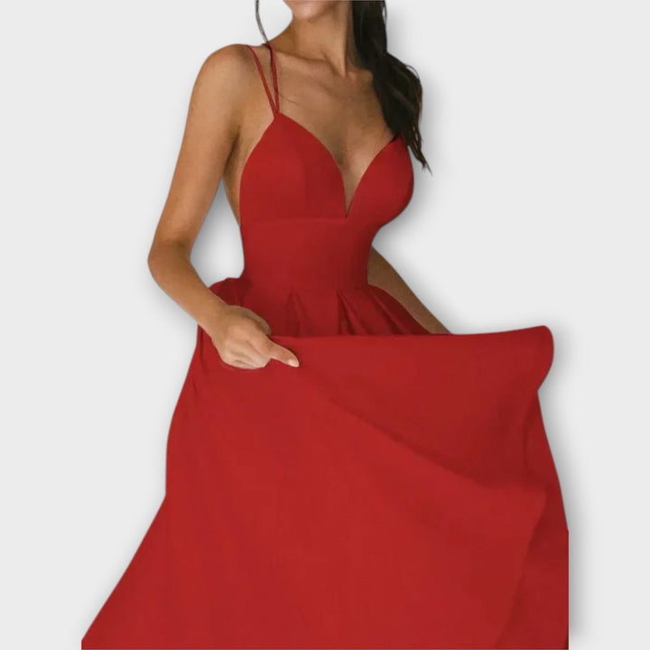 Ailana - Women's Dress with Deep V-Neck