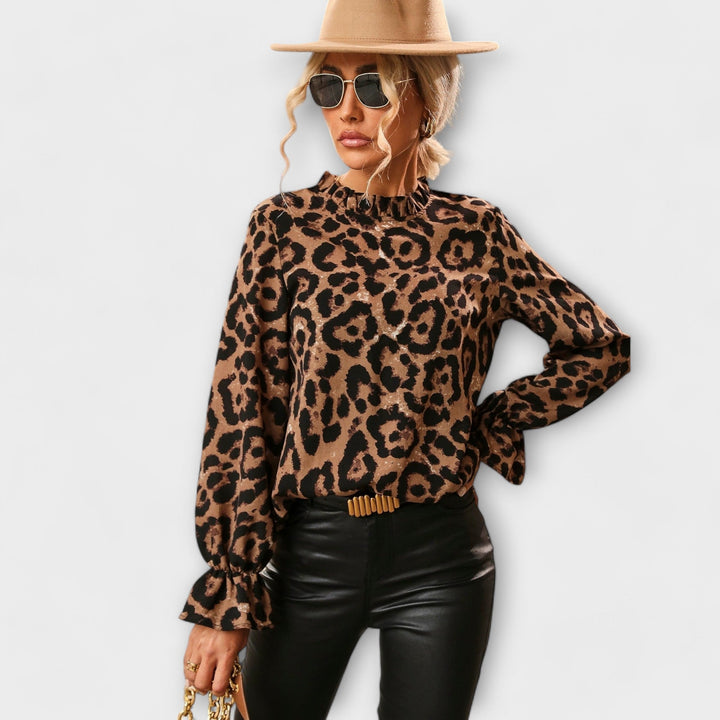 Kayla – Leopard Blouse with Pleated Collar