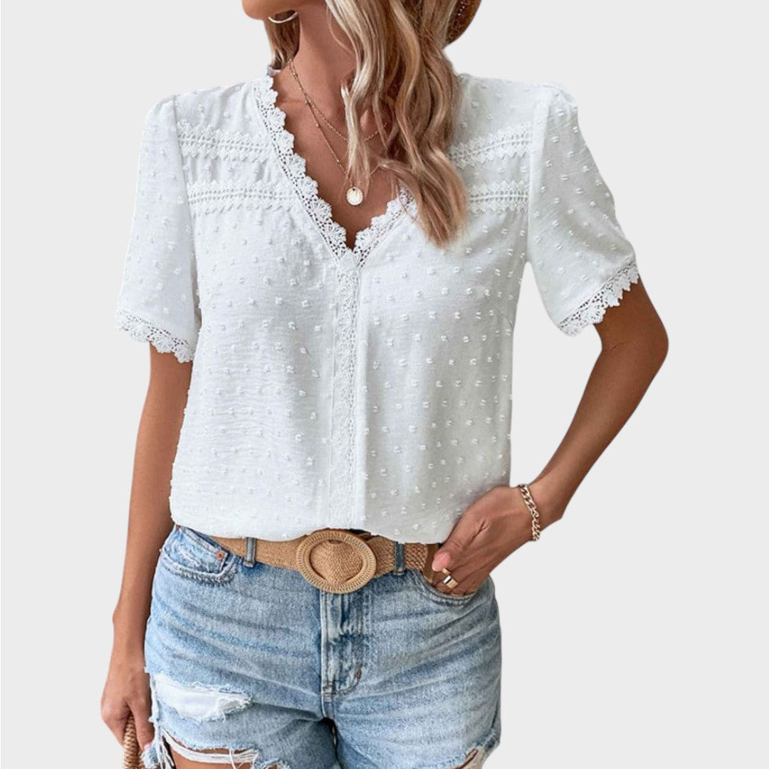 Lea | Wiissi Structured Summer Blouse with V-Neck