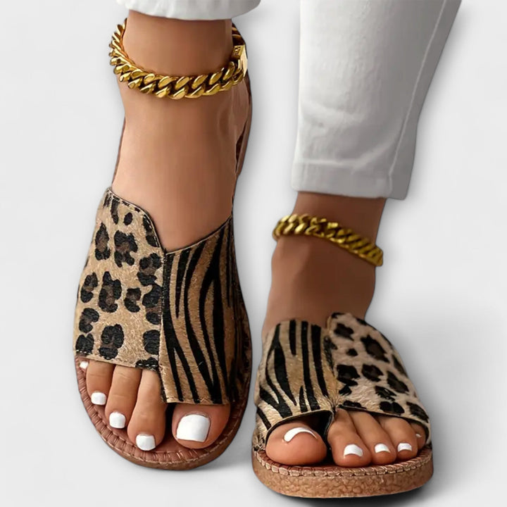 Chic Two-Tone Sliders with Leopard Print