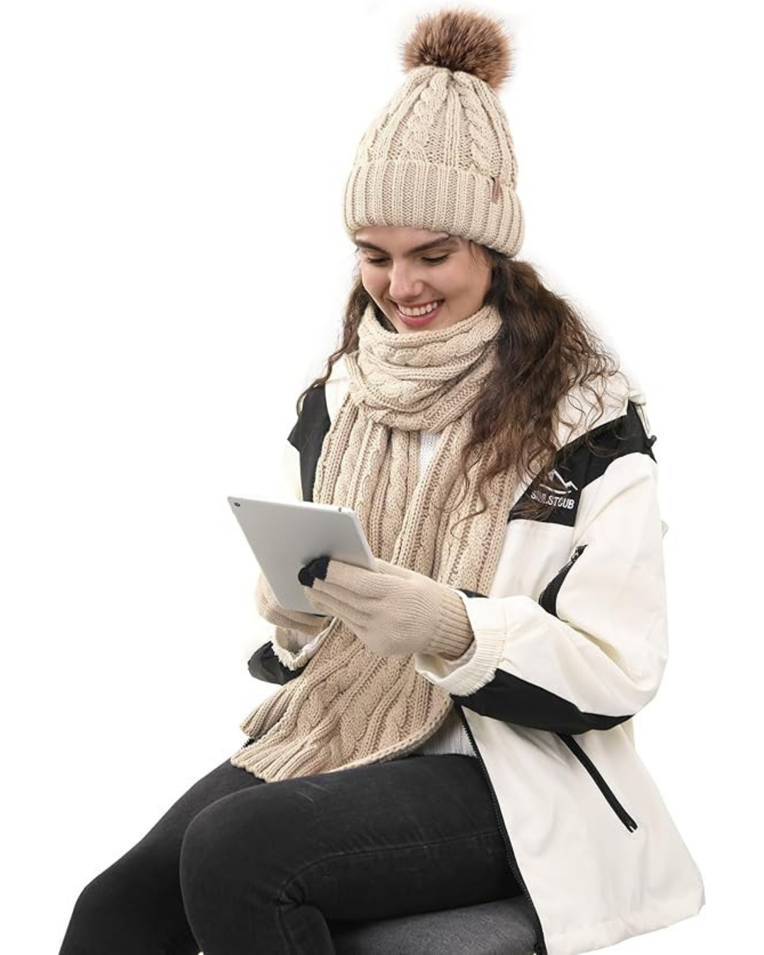 Chic Winter Hat, Scarf, and Gloves Ensemble