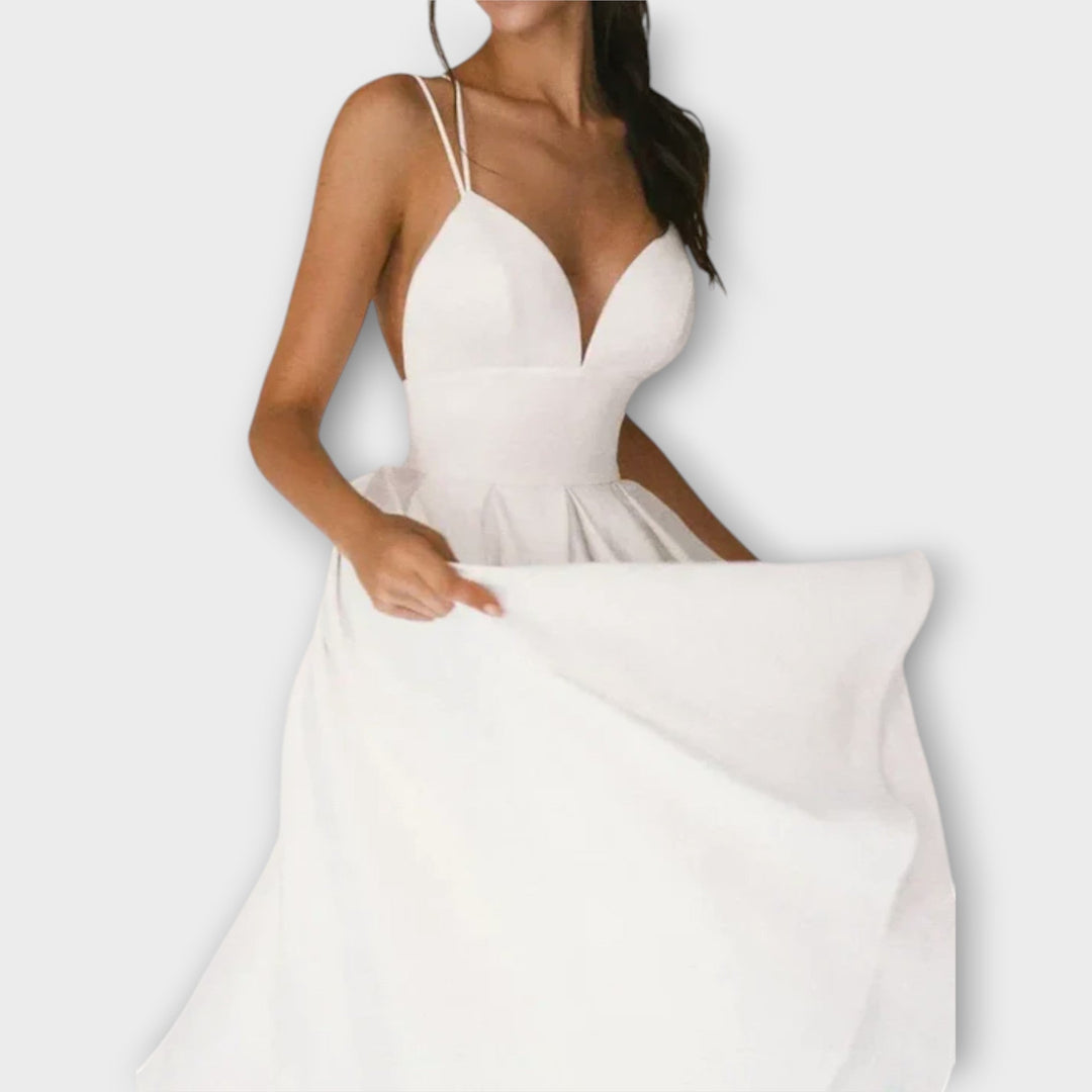 Ailana - Women's Dress with Deep V-Neck