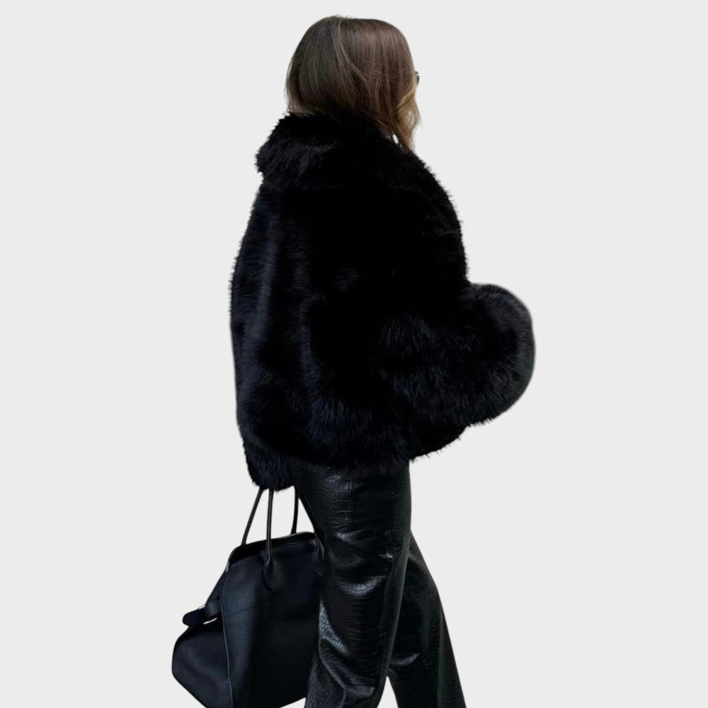 Jade | Black Luxury Faux Fur Coat