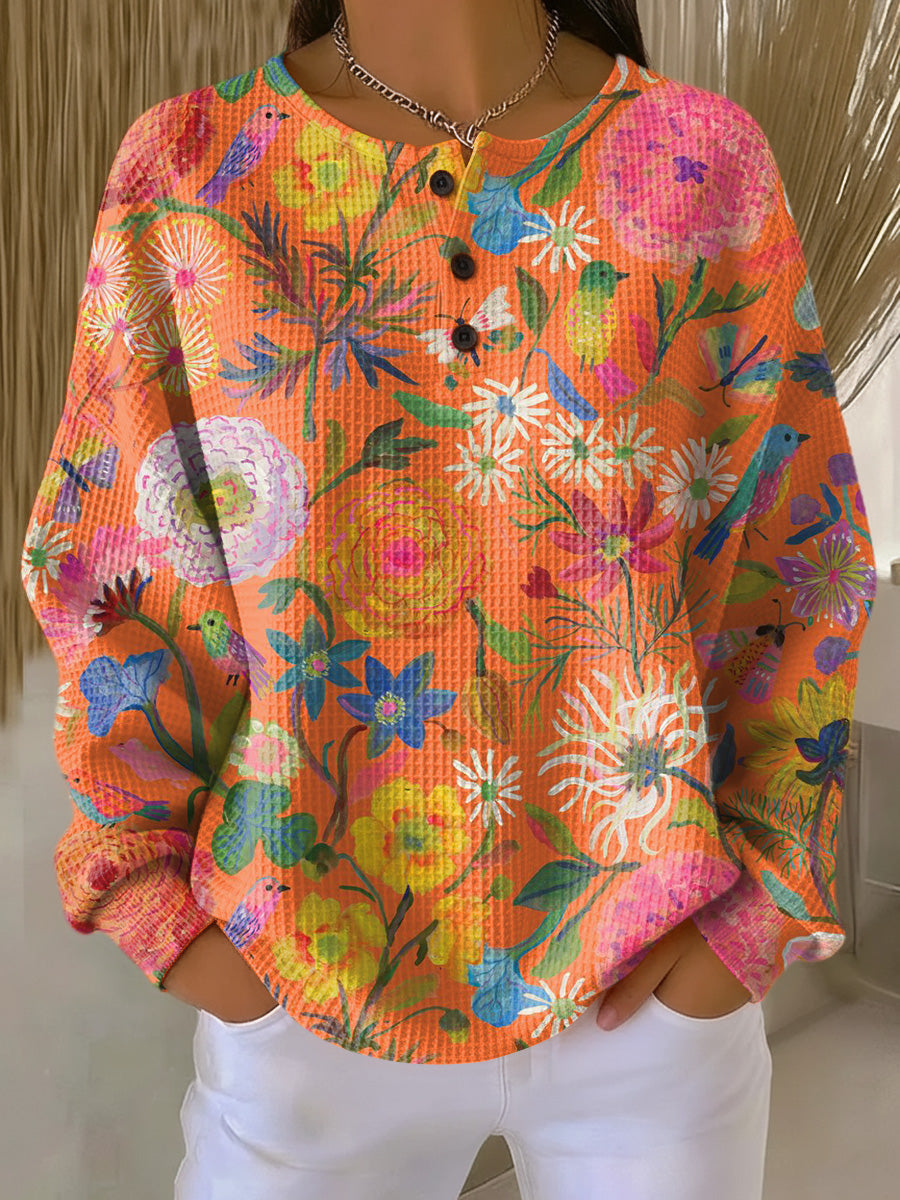 Freja - Pullover with Colourful Floral Pattern