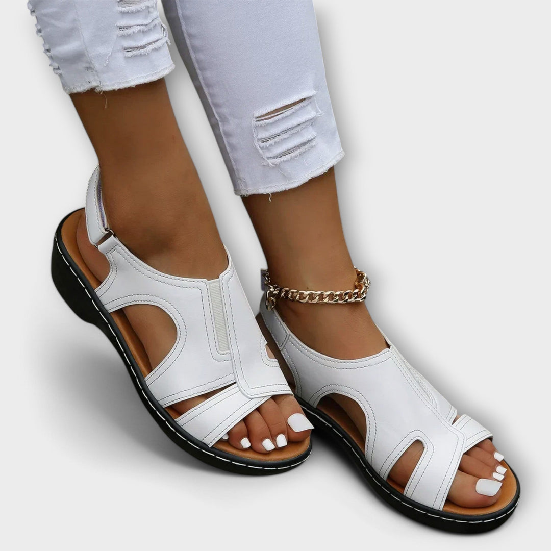Christina – Orthopaedic Leather Sandals with Comfort Heel