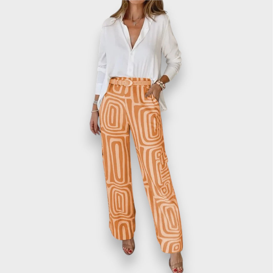 Aurora | Stylish Trouser Set with Blouse and Belt