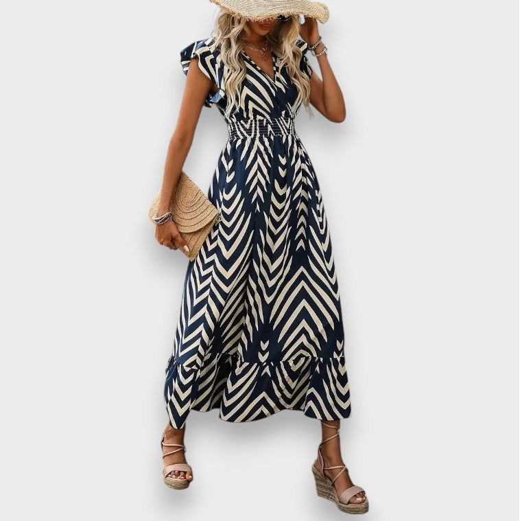 Milena | Dress with Allover Print and Smocked Waist